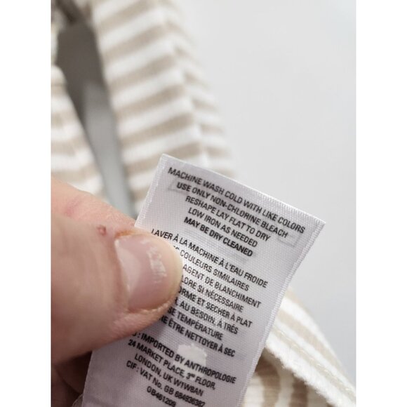 Anthropologie Deletta Womens Top Medium Tan White Striped Off Shoulder Ribbed - Picture 6 of 8